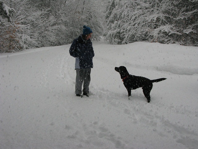 Beau & Mom playing in snow